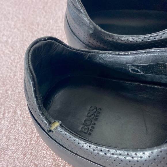 BOSS Hugo Boss Black Leather Low Top Trainers Sneakers 41 - Picture 11 of 15